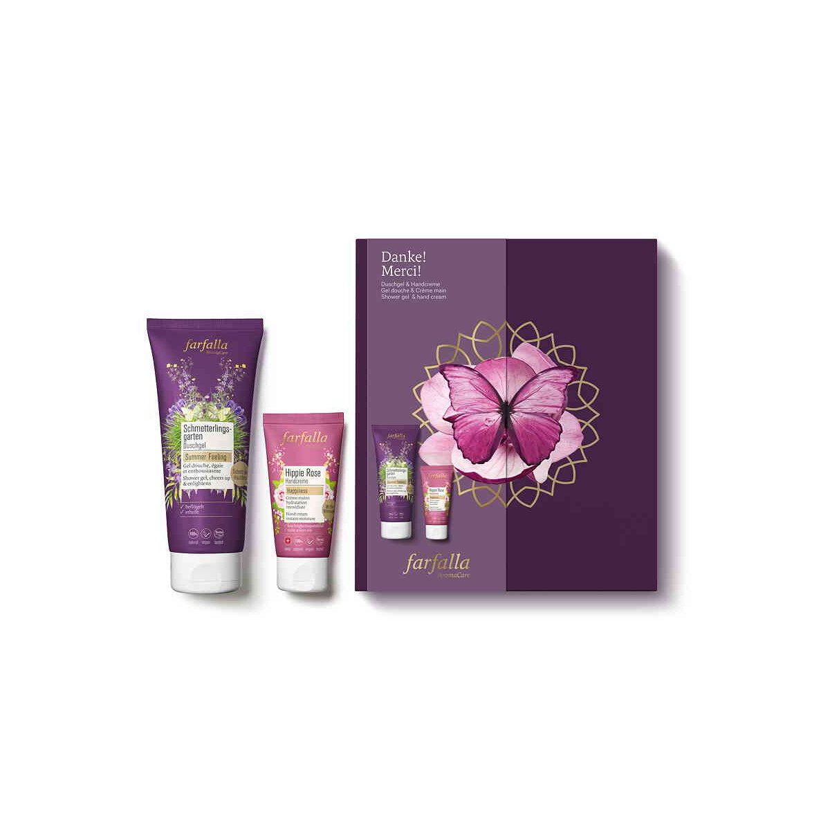 Farfalla Naturkosmetik Geschenkset Danke Merci mit Duschgel 